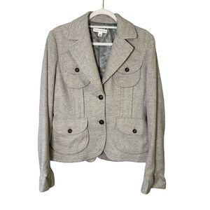 Banana Republic Light Gray Women's Wool Blazer Jacket Size L Neutral Minimalist